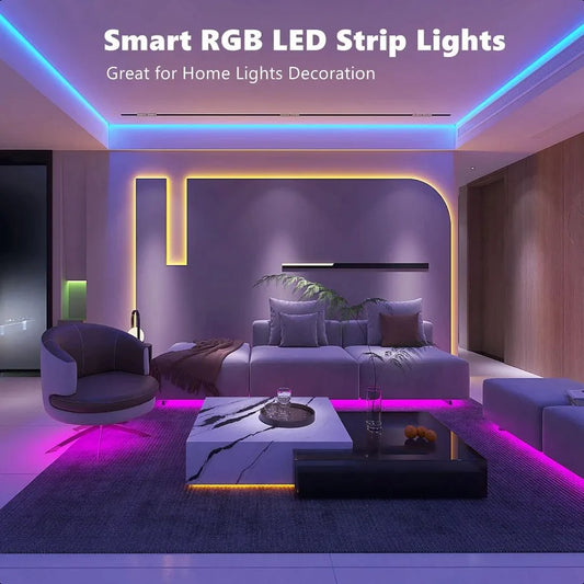 100FT LED Lights for Bedroom – 2 Rolls of 50FT Smart RGB Strip Lights with 44-Key Remote & App Control