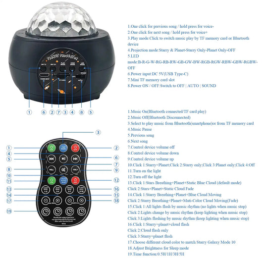 Galaxy Projector – Star Projector with Bluetooth Speaker & Night Light for Bedroom and Gaming Room