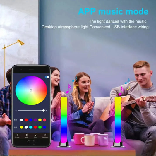 Smart LED Symphony Pickup Light โ RGB Music Rhythm Ambient Lamp with APP Control for TV, PC & Gaming Decor