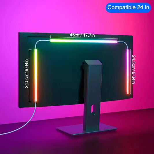 Smart Gaming LED Strip Lights – USB RGB Backlight for 24–34" PC Monitors