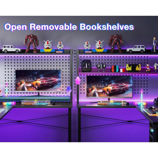 66" L-Shaped Gaming & Office Desk – Corner Desk with Hutch & Storage Shelves for Home & Workstation Setup